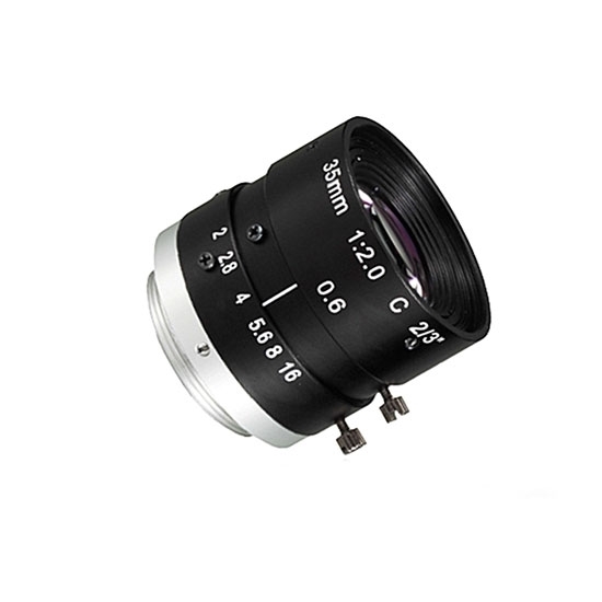 Industrial Camera Lens, Fixed Focus, 2/3", 35mm, F/2, C-Mount Industrial Camera Lens, Fixed Focus, 2/3", 35mm, F/2, C-Mount