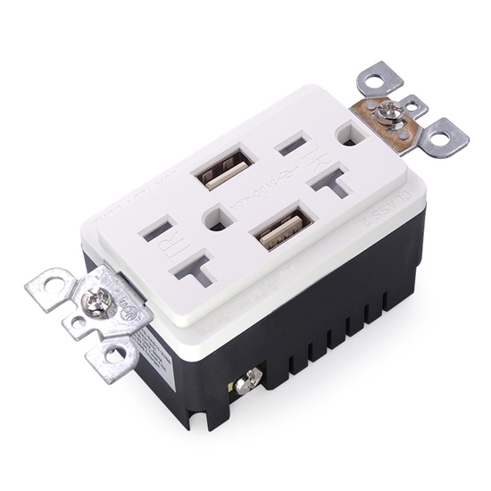 20 Amp USB Wall Outlet, Electrical Receptacle 20 Amp USB Wall Outlet, Electrical Receptacle