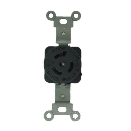 15A 250V Locking Receptacle, 2 Pole, 3 Wire 15A 250V Locking Receptacle, 2 Pole, 3 Wire