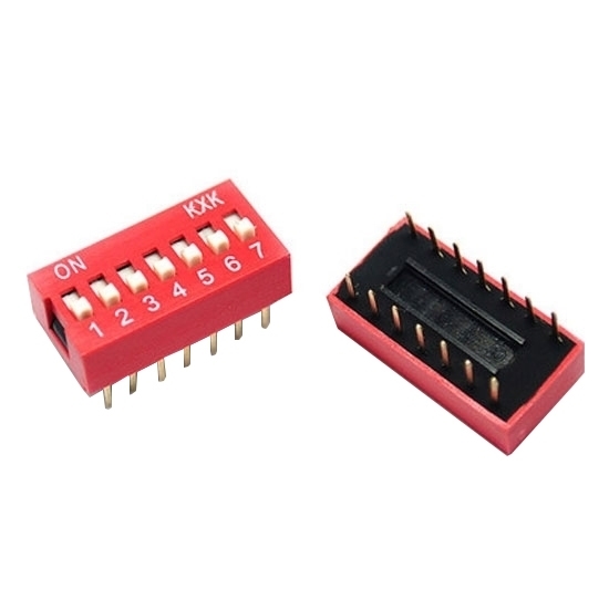 7 Position DIP Switch, 14 Pin, SPST 7 Position DIP Switch, 14 Pin, SPST