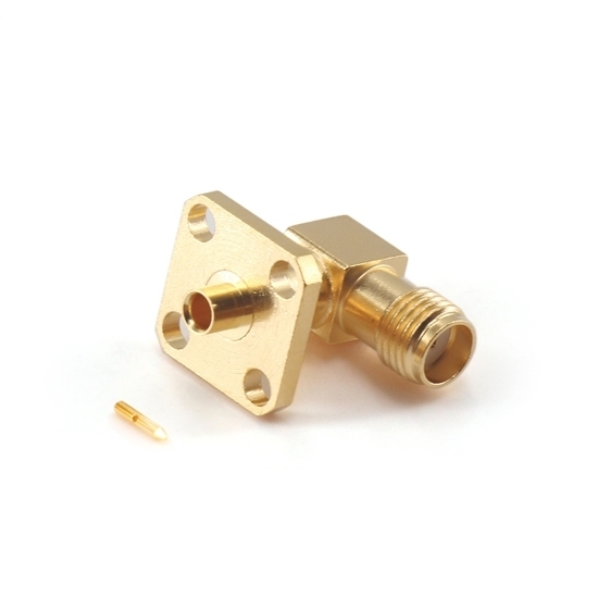 SMA Female Right Angle RF Coaxial Connector, Flange Mount SMA Female Right Angle RF Coaxial Connector, Flange Mount
