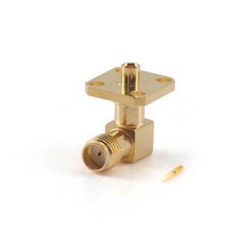 SMA Female Right Angle RF Coaxial Connector, Flange Mount