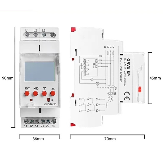 Under/Over Voltage Monitoring Relay, LCD, 3 Phase 3-wire/4-wire Under/Over Voltage Monitoring Relay, LCD, 3 Phase 3-wire/4-wire