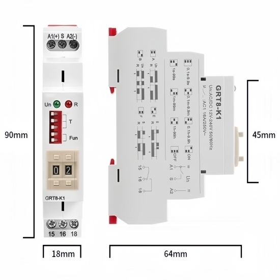 Digital Setting Timer Relay, SPDT, AC/DC 12-240V Digital Setting Timer Relay, SPDT, AC/DC 12-240V