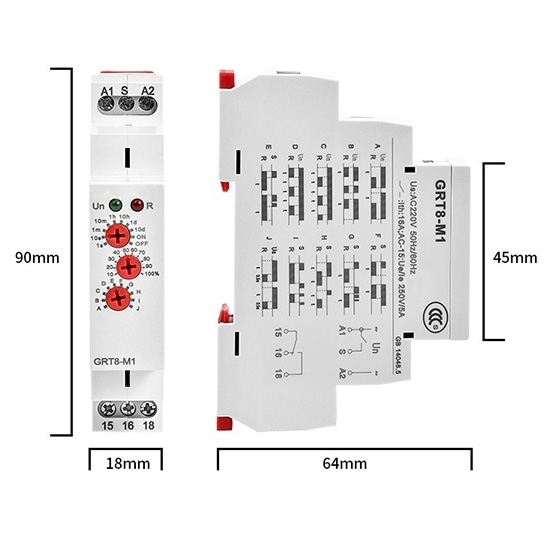 Multifunction Time Delay Relay, AC 220V, AC/DC 12-240V Multifunction Time Delay Relay, AC 220V, AC/DC 12-240V