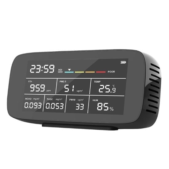 Indoor Air Quality Monitor, PM2.5/PM10/HCHO/TVOC/TEMP/HUM/AQI Indoor Air Quality Monitor, PM2.5/PM10/HCHO/TVOC/TEMP/HUM/AQI