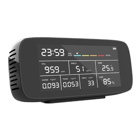 Indoor Air Quality Monitor, PM2.5/PM10/HCHO/TVOC/TEMP/HUM/AQI Indoor Air Quality Monitor, PM2.5/PM10/HCHO/TVOC/TEMP/HUM/AQI