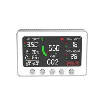 Smart Air Quality Tester, CO2/ PM2.5/ TVOC/ PM1.0/TEMP/ HUM