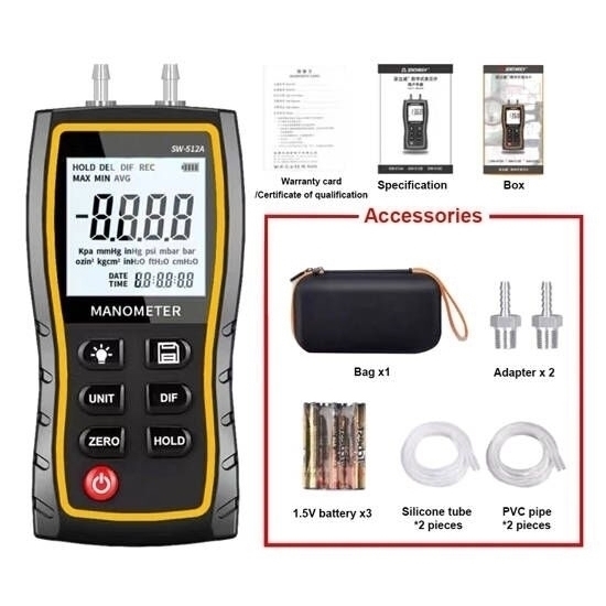 Digital Differential Pressure Manometer, ±3 KPA Digital Differential Pressure Manometer, ±3 KPA
