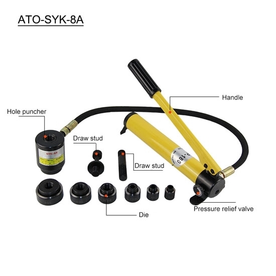 Hydraulic Knockout Hole Punch Kit 6 Ton/8 Ton/15 Ton Hydraulic Knockout Hole Punch Kit 6 Ton/8 Ton/15 Ton