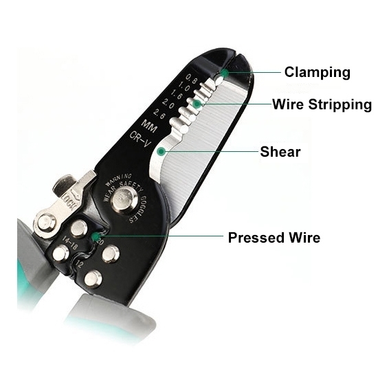 Wire Stripper And Crimper, 12/14/16/20 Gauge Wire Stripper And Crimper, 12/14/16/20 Gauge