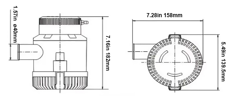 3000 gph bilge pump dimension