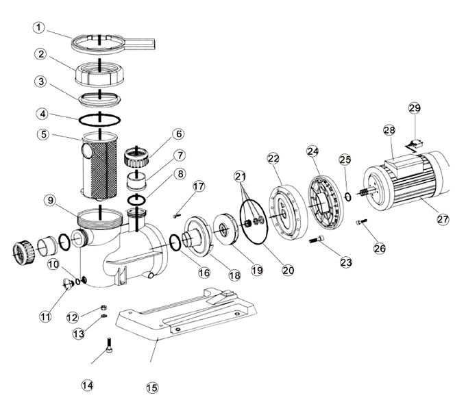 Variable speed pool pump FQS structure
