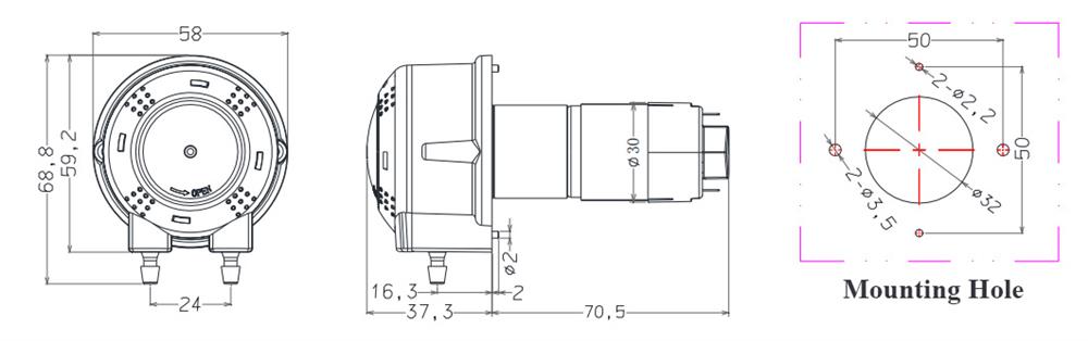Peristaltic pump 104 ka zl dimension