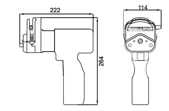 Dimensions of 1200 GPD DC 10V Handheld Peristaltic Pump