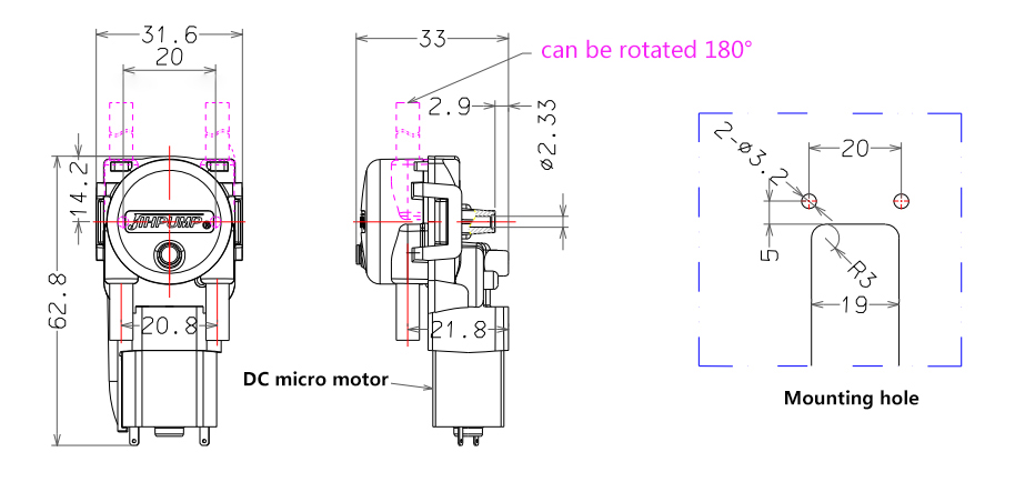Peristaltic pump wx1zl dimensions