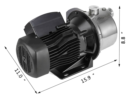 Dimensions of shallow well jet pump